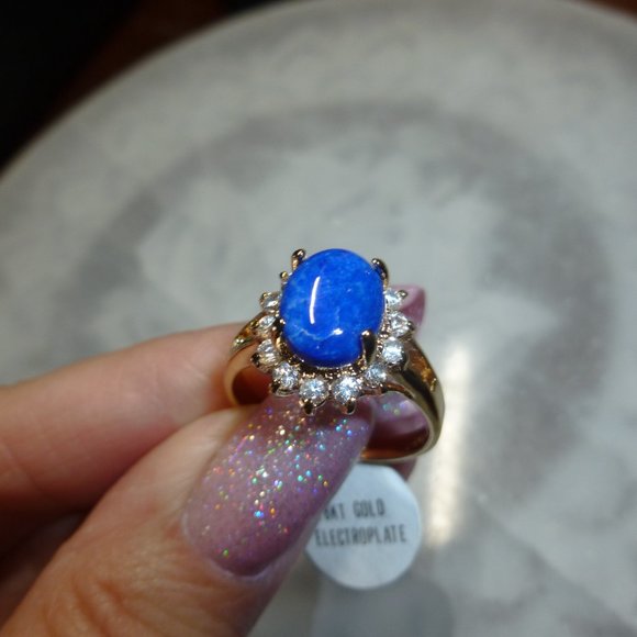 18k Yellow gold EP Lapis Lazuli Swarovski Crystals Designer Dolphin Ore - Picture 7 of 14